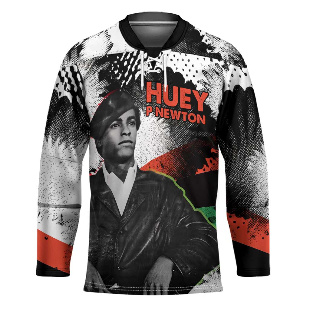 Huey P. Newton Hockey Jersey Revolutionary Portrait - Panther Graphic Surrender to the Revolution Quote - African Pride