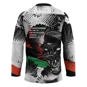 Huey P. Newton Hockey Jersey Revolutionary Portrait - Panther Graphic Surrender to the Revolution Quote - African Pride