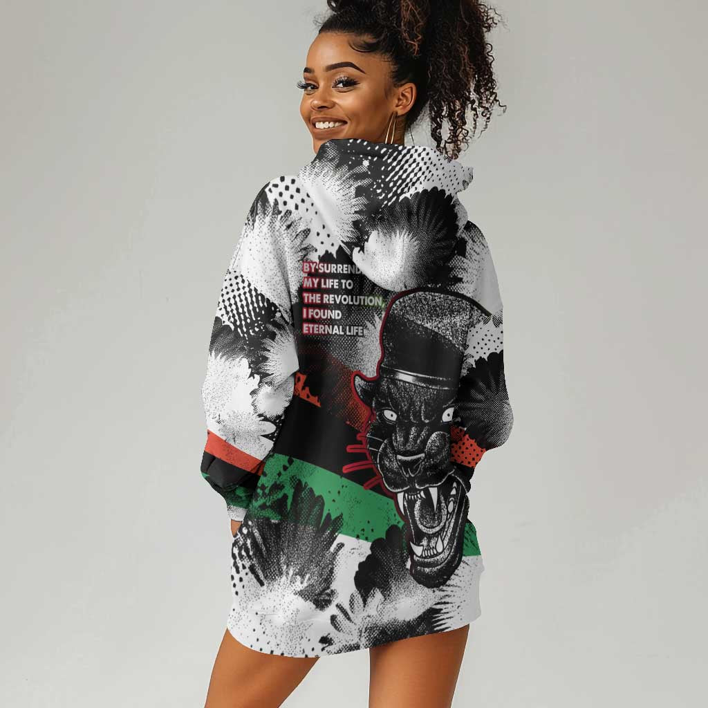 Huey P. Newton Hoodie Dress Revolutionary Portrait - Panther Graphic Surrender to the Revolution Quote - African Pride