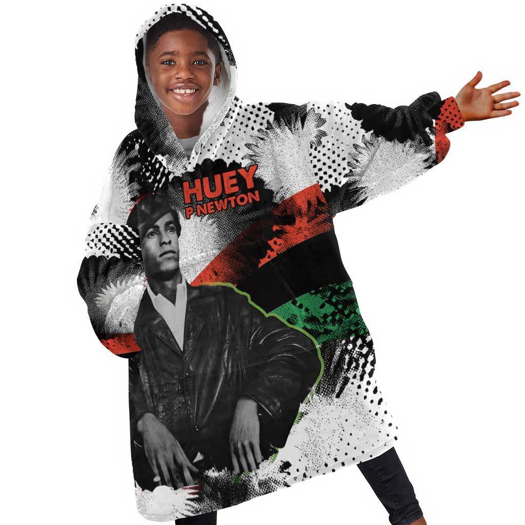 Huey P. Newton Kid Wearable Blanket Hoodie Revolutionary Portrait - Panther Graphic Surrender to the Revolution Quote - African Pride