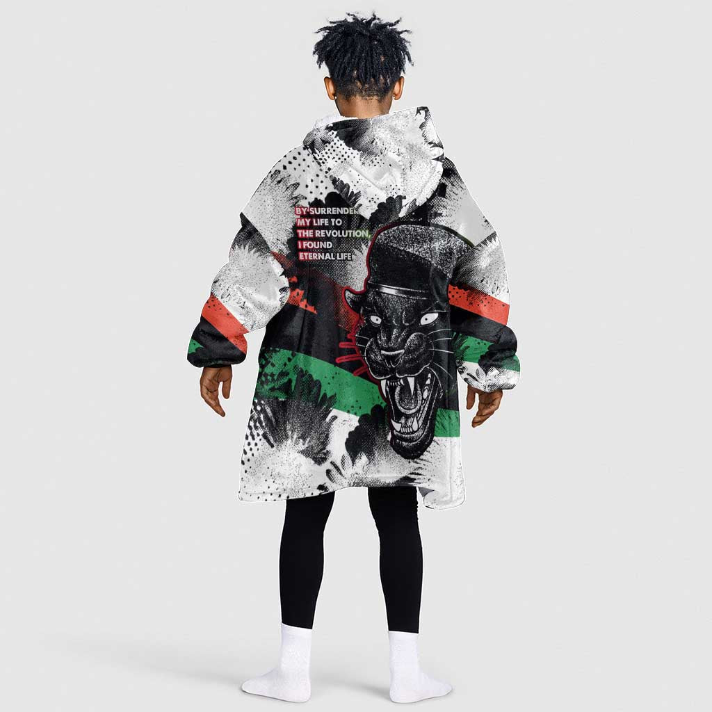Huey P. Newton Kid Wearable Blanket Hoodie Revolutionary Portrait - Panther Graphic Surrender to the Revolution Quote - African Pride