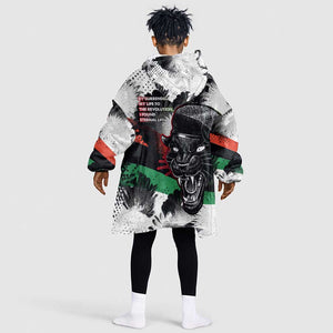 Huey P. Newton Kid Wearable Blanket Hoodie Revolutionary Portrait - Panther Graphic Surrender to the Revolution Quote - African Pride