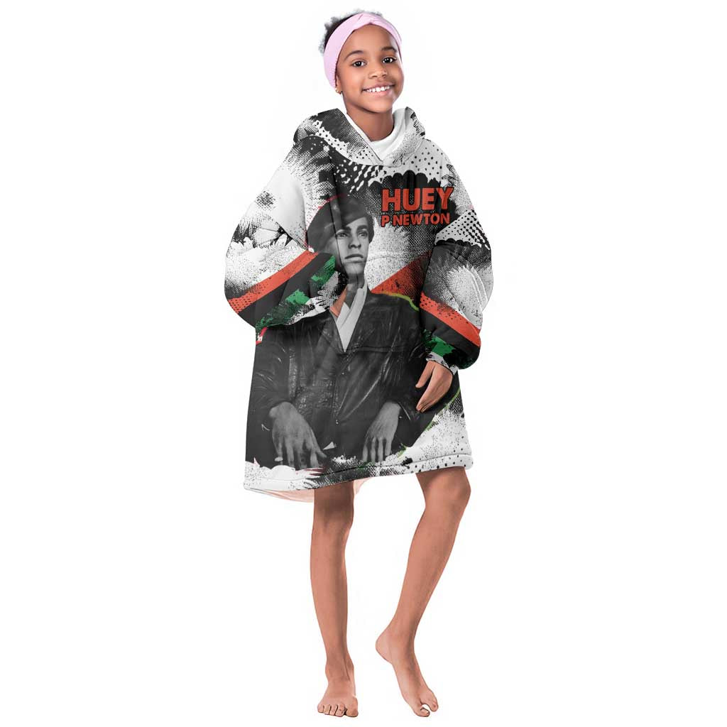 Huey P. Newton Kid Wearable Blanket Hoodie Revolutionary Portrait - Panther Graphic Surrender to the Revolution Quote - African Pride