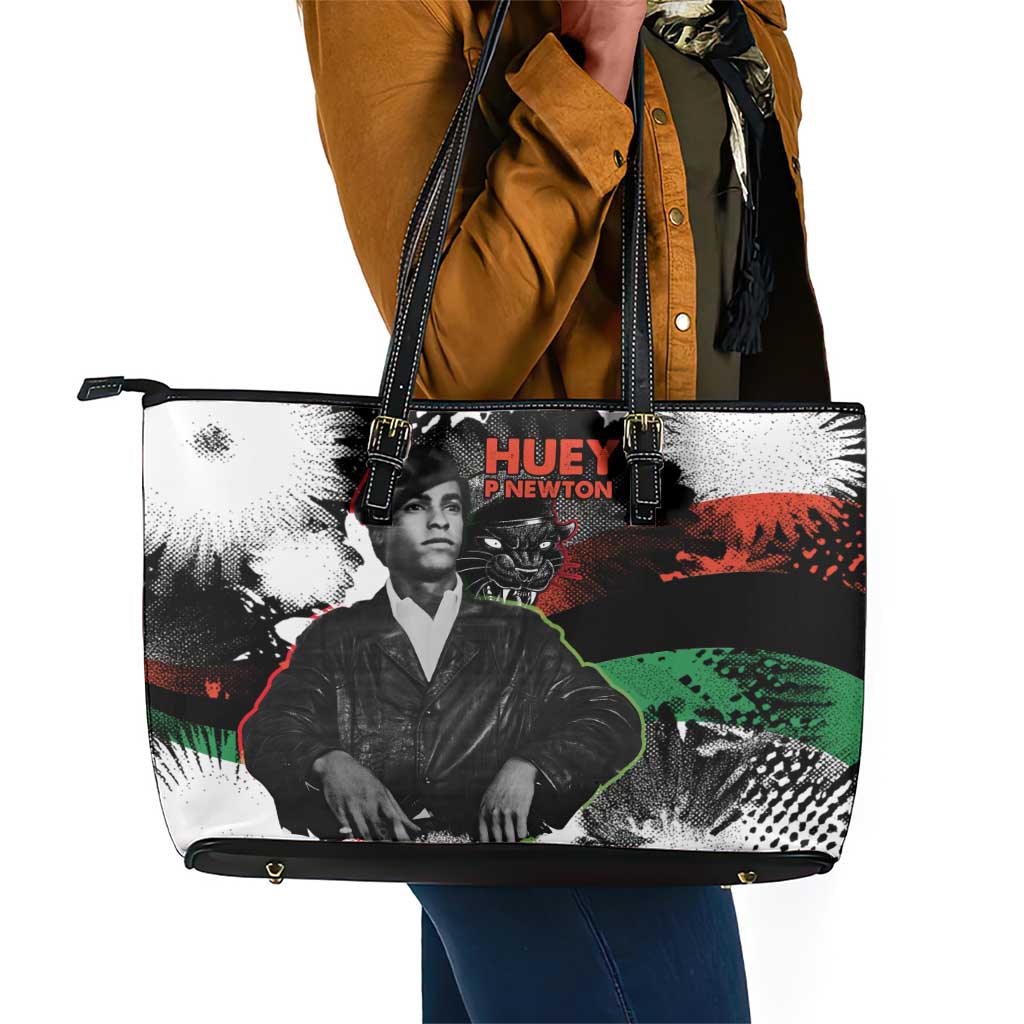 Huey P. Newton Leather Tote Bag Revolutionary Portrait - Panther Graphic Surrender to the Revolution Quote - African Pride