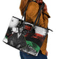 Huey P. Newton Leather Tote Bag Revolutionary Portrait - Panther Graphic Surrender to the Revolution Quote - African Pride