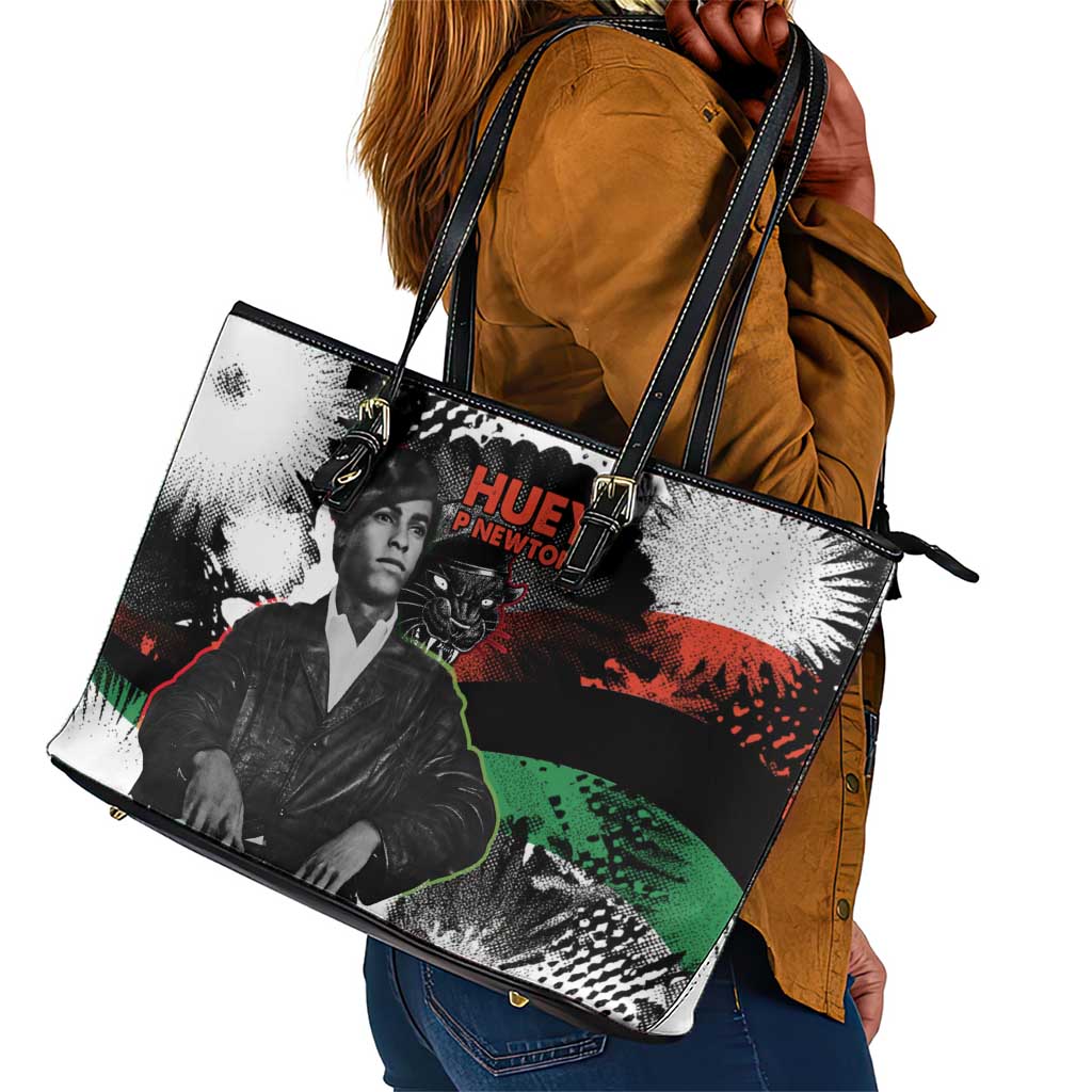 Huey P. Newton Leather Tote Bag Revolutionary Portrait - Panther Graphic Surrender to the Revolution Quote - African Pride