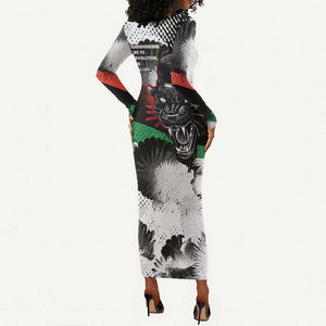 Huey P. Newton Long Sleeve Bodycon Dress Revolutionary Portrait - Panther Graphic Surrender to the Revolution Quote - African Pride