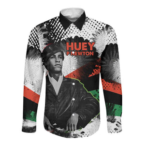 Huey P. Newton Long Sleeve Button Shirt Revolutionary Portrait - Panther Graphic Surrender to the Revolution Quote - African Pride