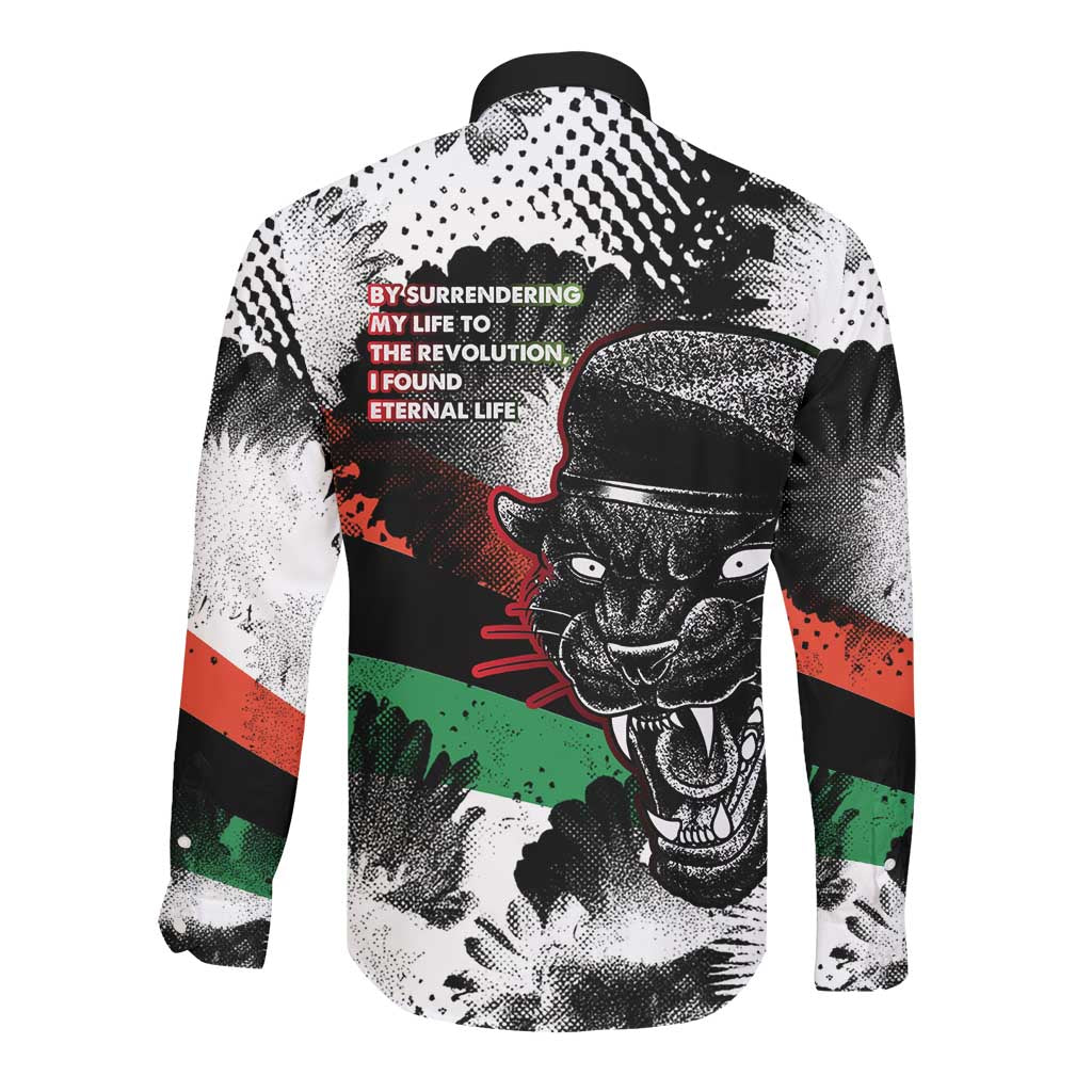Huey P. Newton Long Sleeve Button Shirt Revolutionary Portrait - Panther Graphic Surrender to the Revolution Quote - African Pride
