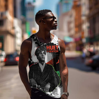 Huey P. Newton Men Tank Top Revolutionary Portrait - Panther Graphic Surrender to the Revolution Quote - African Pride