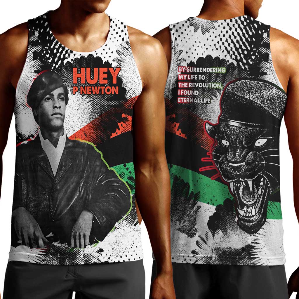 Huey P. Newton Men Tank Top Revolutionary Portrait - Panther Graphic Surrender to the Revolution Quote - African Pride