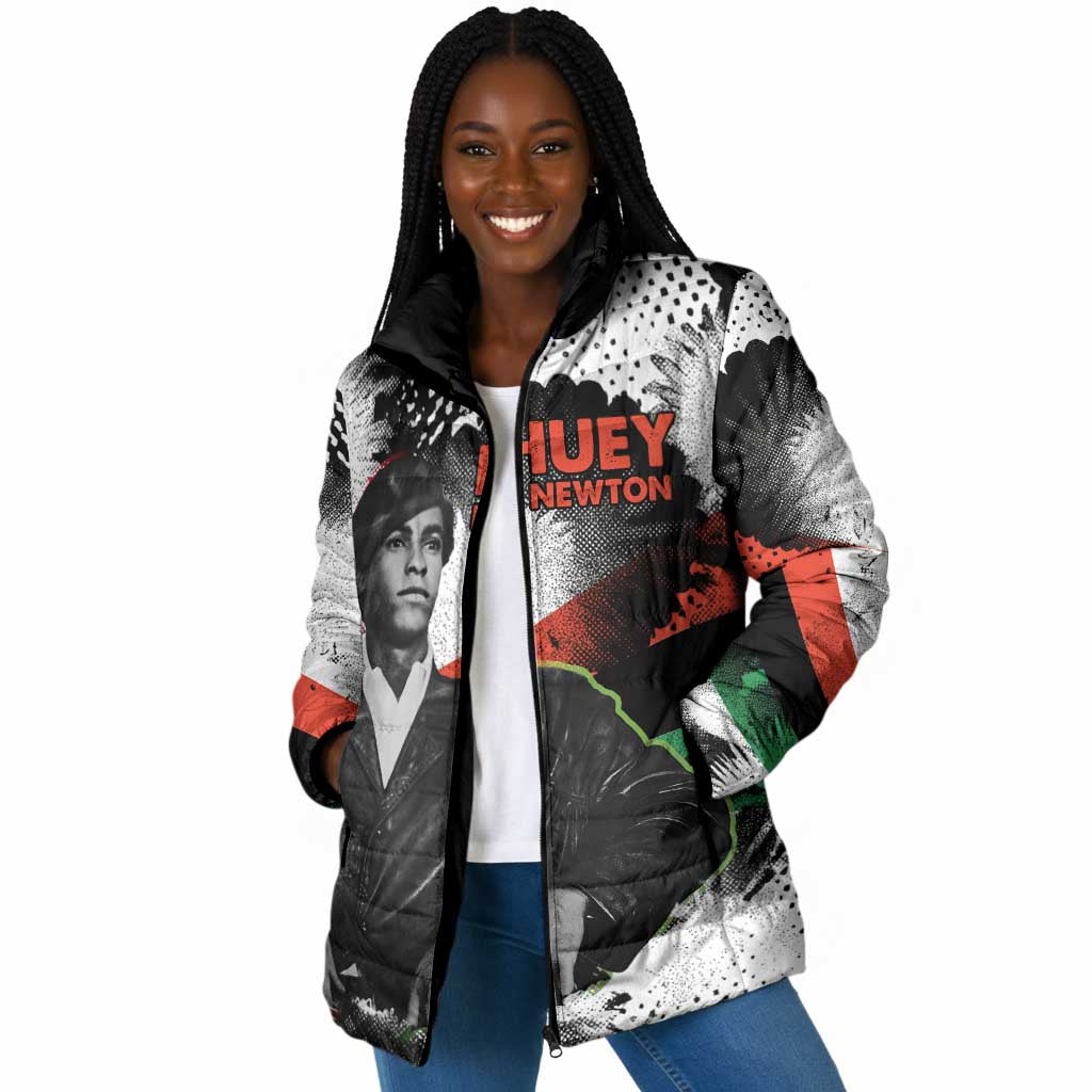 Huey P. Newton Padded Jacket Revolutionary Portrait - Panther Graphic Surrender to the Revolution Quote - African Pride