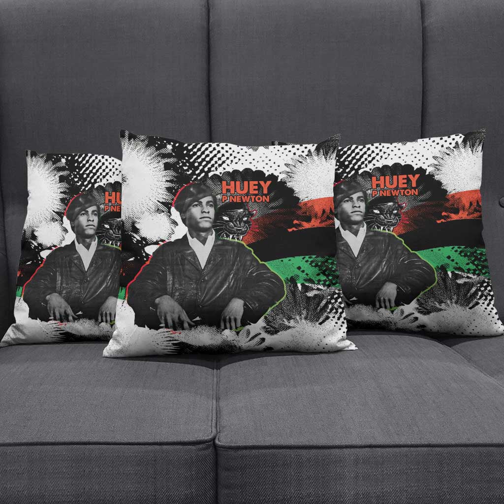 Huey P. Newton Pillow Cover Revolutionary Portrait - Panther Graphic Surrender to the Revolution Quote - African Pride