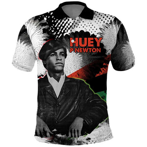 Huey P. Newton Polo Shirt Revolutionary Portrait - Panther Graphic Surrender to the Revolution Quote TS04