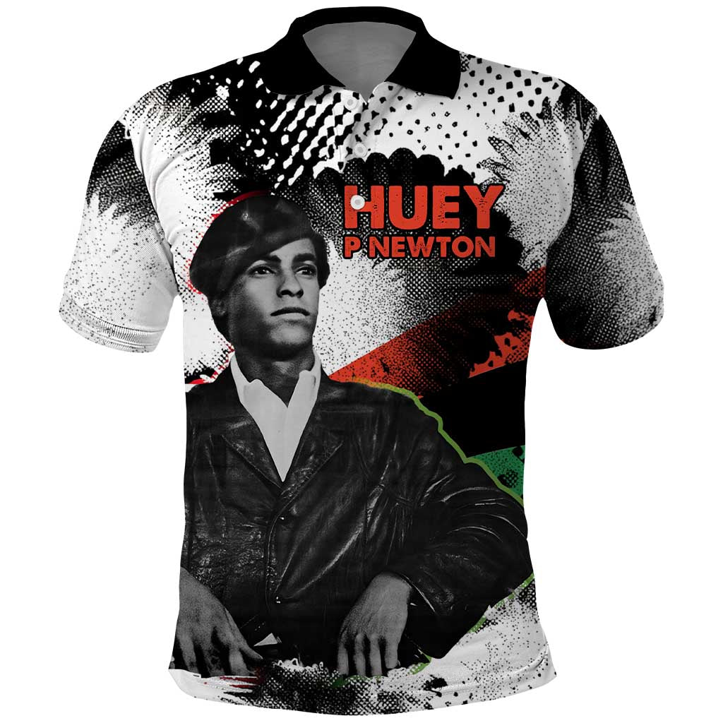 Huey P. Newton Polo Shirt Revolutionary Portrait - Panther Graphic Surrender to the Revolution Quote TS04