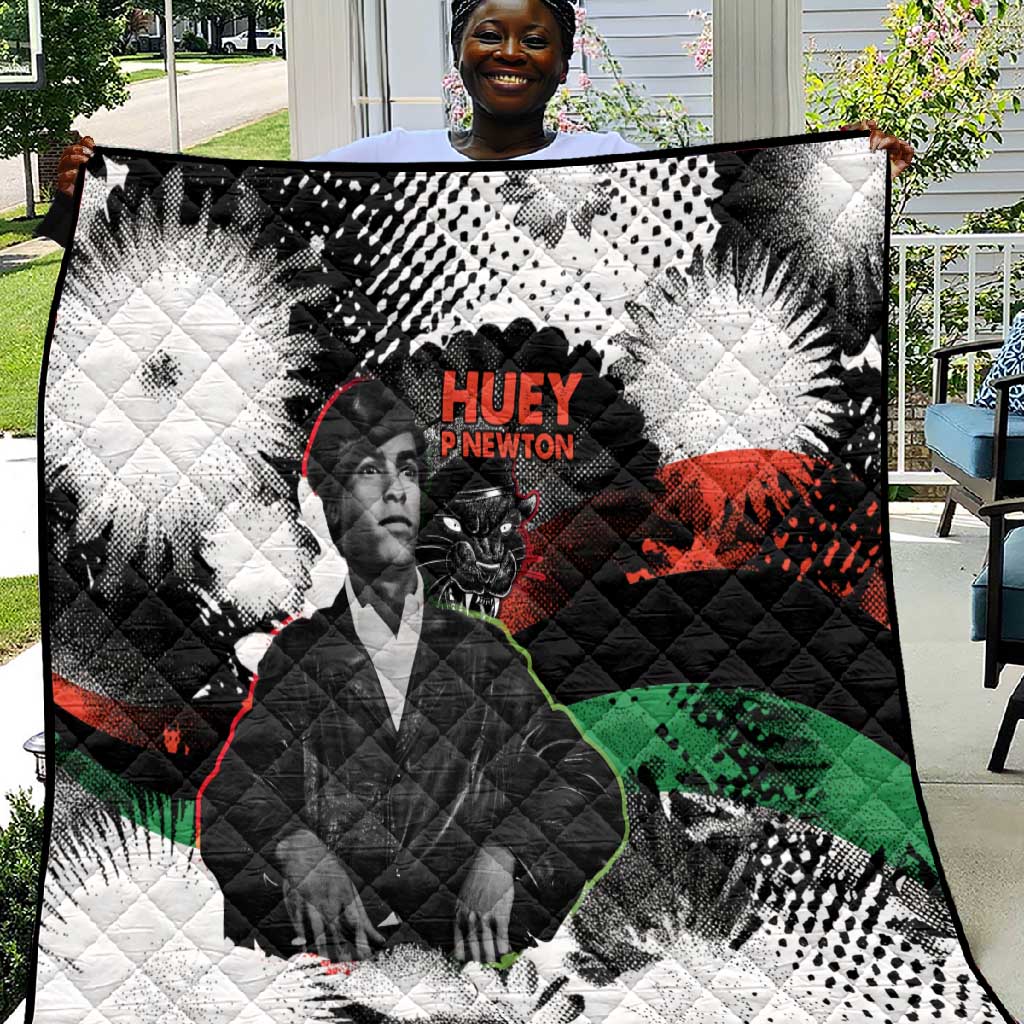 Huey P. Newton Quilt Revolutionary Portrait - Panther Graphic Surrender to the Revolution Quote - African Pride