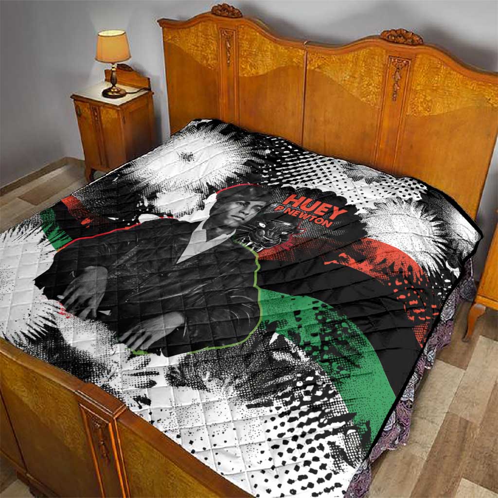 Huey P. Newton Quilt Revolutionary Portrait - Panther Graphic Surrender to the Revolution Quote - African Pride