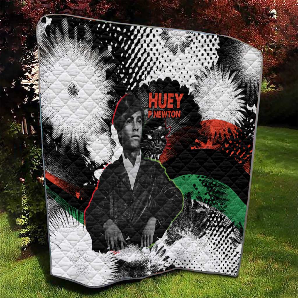 Huey P. Newton Quilt Revolutionary Portrait - Panther Graphic Surrender to the Revolution Quote - African Pride
