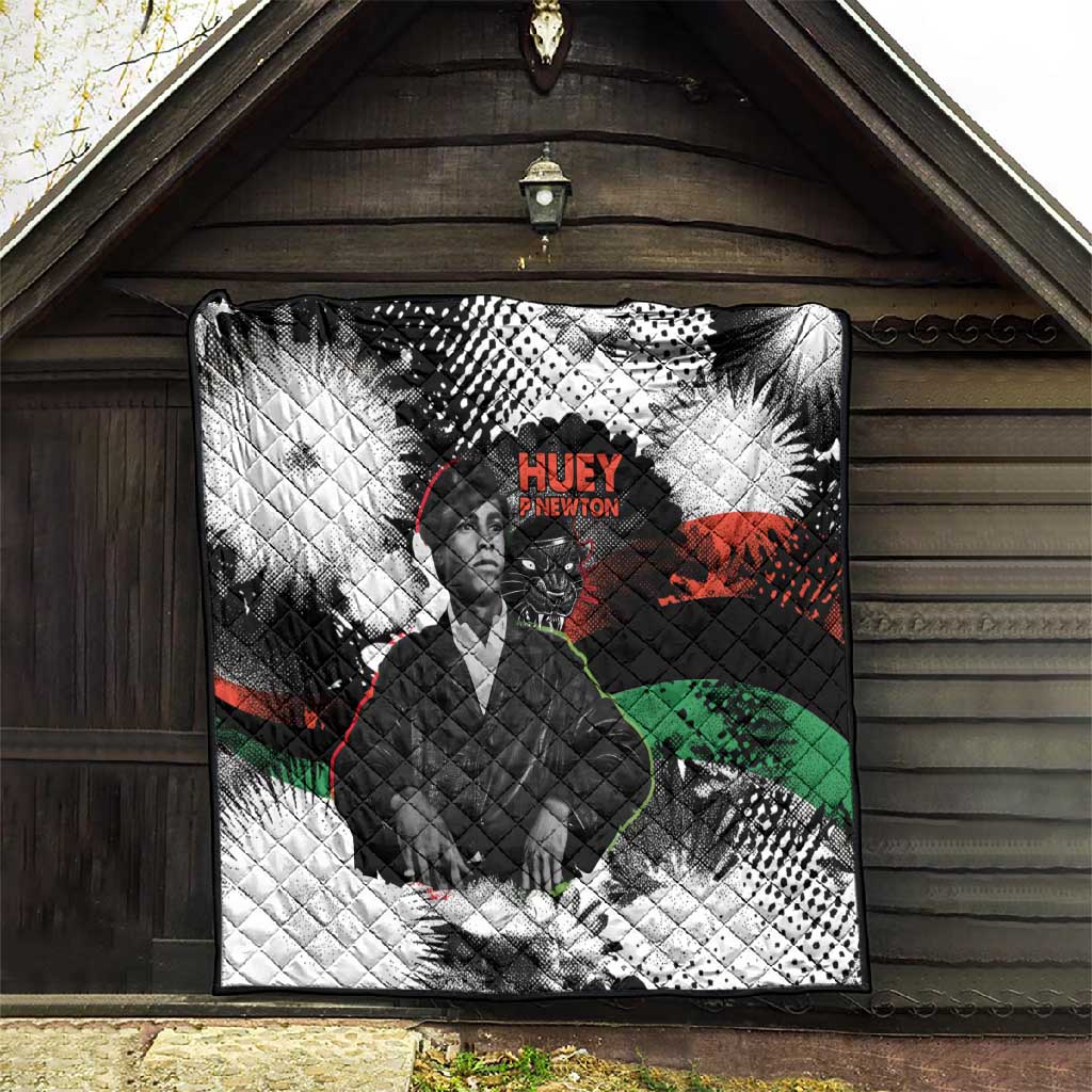 Huey P. Newton Quilt Revolutionary Portrait - Panther Graphic Surrender to the Revolution Quote - African Pride