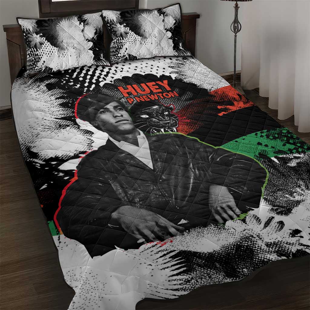 Huey P. Newton Quilt Bed Set Revolutionary Portrait - Panther Graphic Surrender to the Revolution Quote - African Pride