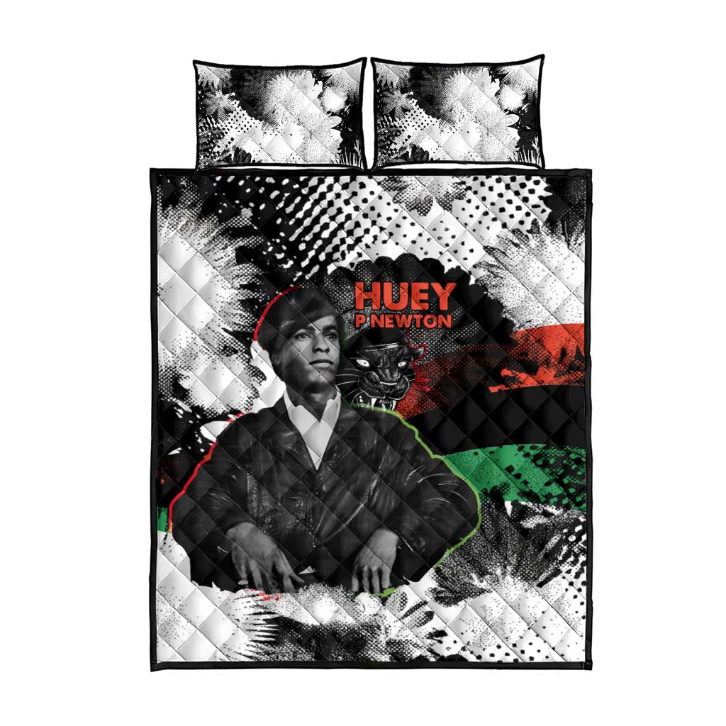 Huey P. Newton Quilt Bed Set Revolutionary Portrait - Panther Graphic Surrender to the Revolution Quote - African Pride