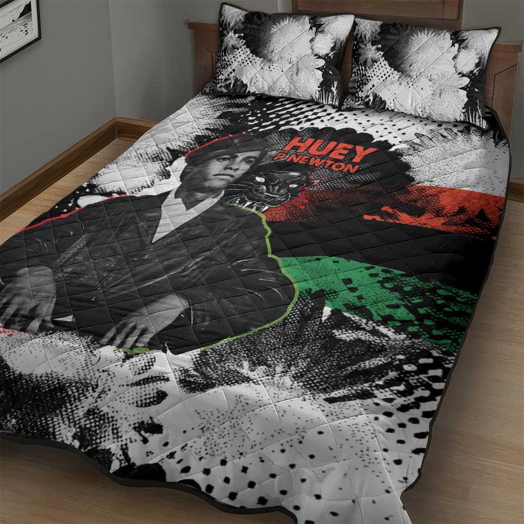 Huey P. Newton Quilt Bed Set Revolutionary Portrait - Panther Graphic Surrender to the Revolution Quote - African Pride