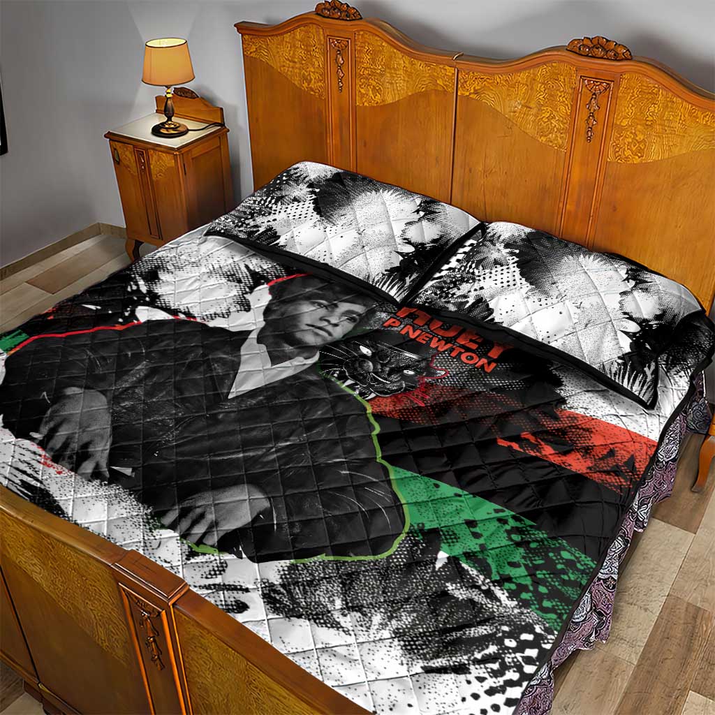 Huey P. Newton Quilt Bed Set Revolutionary Portrait - Panther Graphic Surrender to the Revolution Quote - African Pride