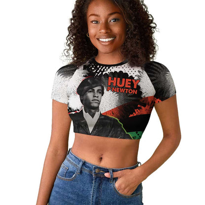 Huey P. Newton Raglan Cropped T shirt Revolutionary Portrait - Panther Graphic Surrender to the Revolution Quote TS04