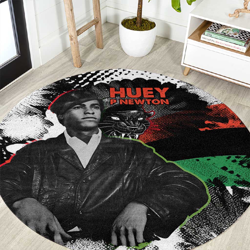 Huey P. Newton Round Carpet Revolutionary Portrait - Panther Graphic Surrender to the Revolution Quote - African Pride