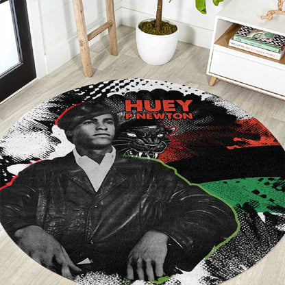 Huey P. Newton Round Carpet Revolutionary Portrait - Panther Graphic Surrender to the Revolution Quote - African Pride