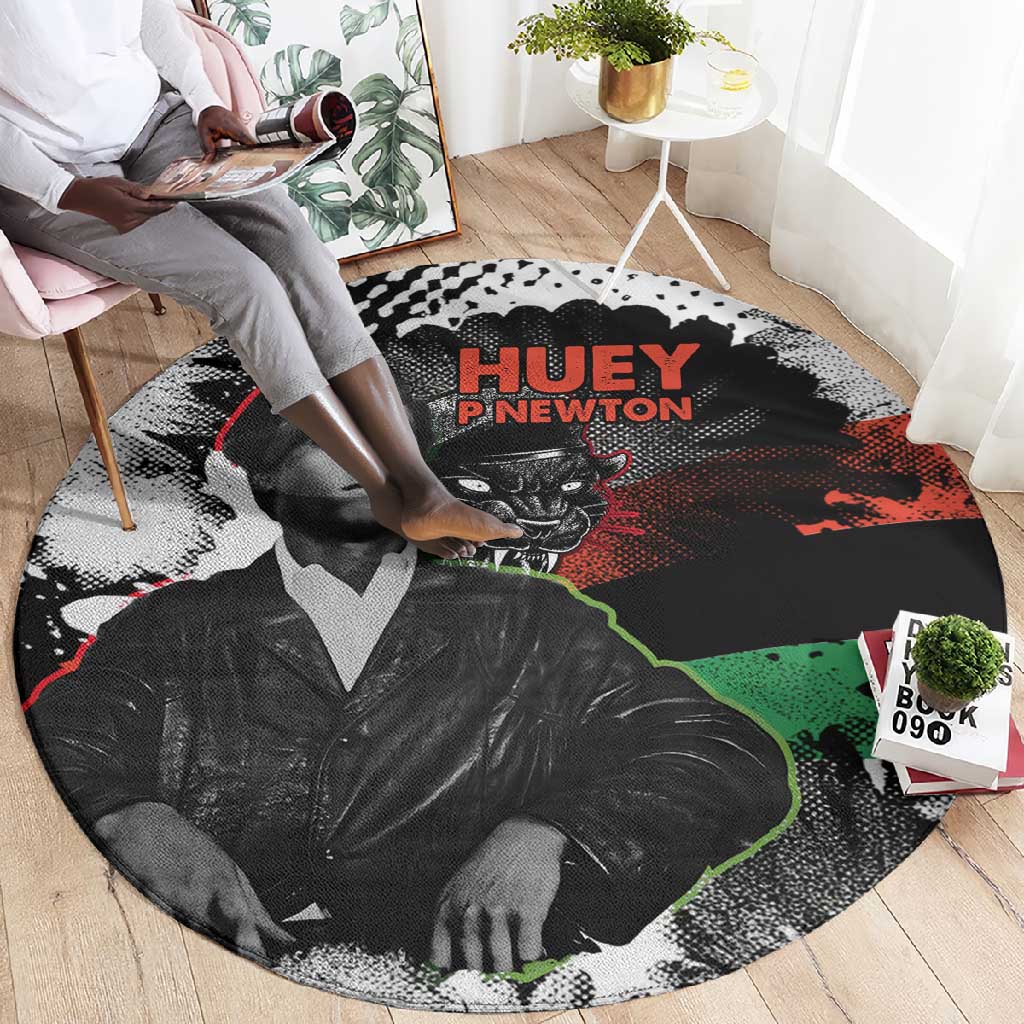 Huey P. Newton Round Carpet Revolutionary Portrait - Panther Graphic Surrender to the Revolution Quote - African Pride