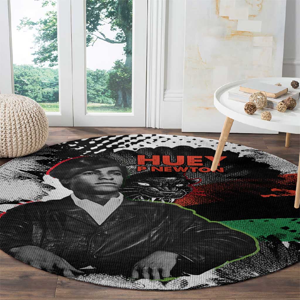 Huey P. Newton Round Carpet Revolutionary Portrait - Panther Graphic Surrender to the Revolution Quote - African Pride