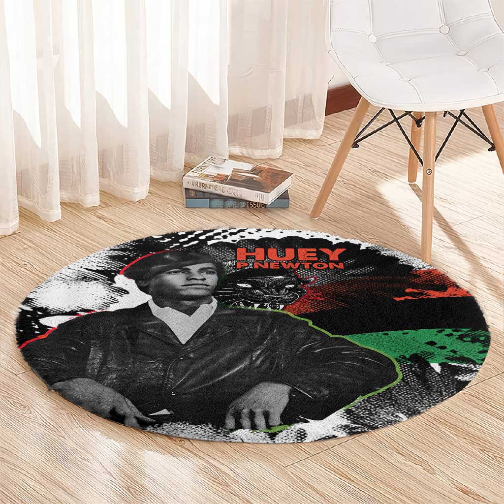 Huey P. Newton Round Carpet Revolutionary Portrait - Panther Graphic Surrender to the Revolution Quote - African Pride