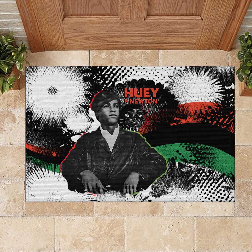 Huey P. Newton Rubber Doormat Revolutionary Portrait - Panther Graphic Surrender to the Revolution Quote - African Pride