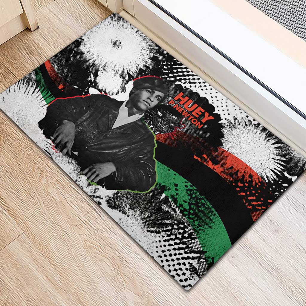 Huey P. Newton Rubber Doormat Revolutionary Portrait - Panther Graphic Surrender to the Revolution Quote - African Pride