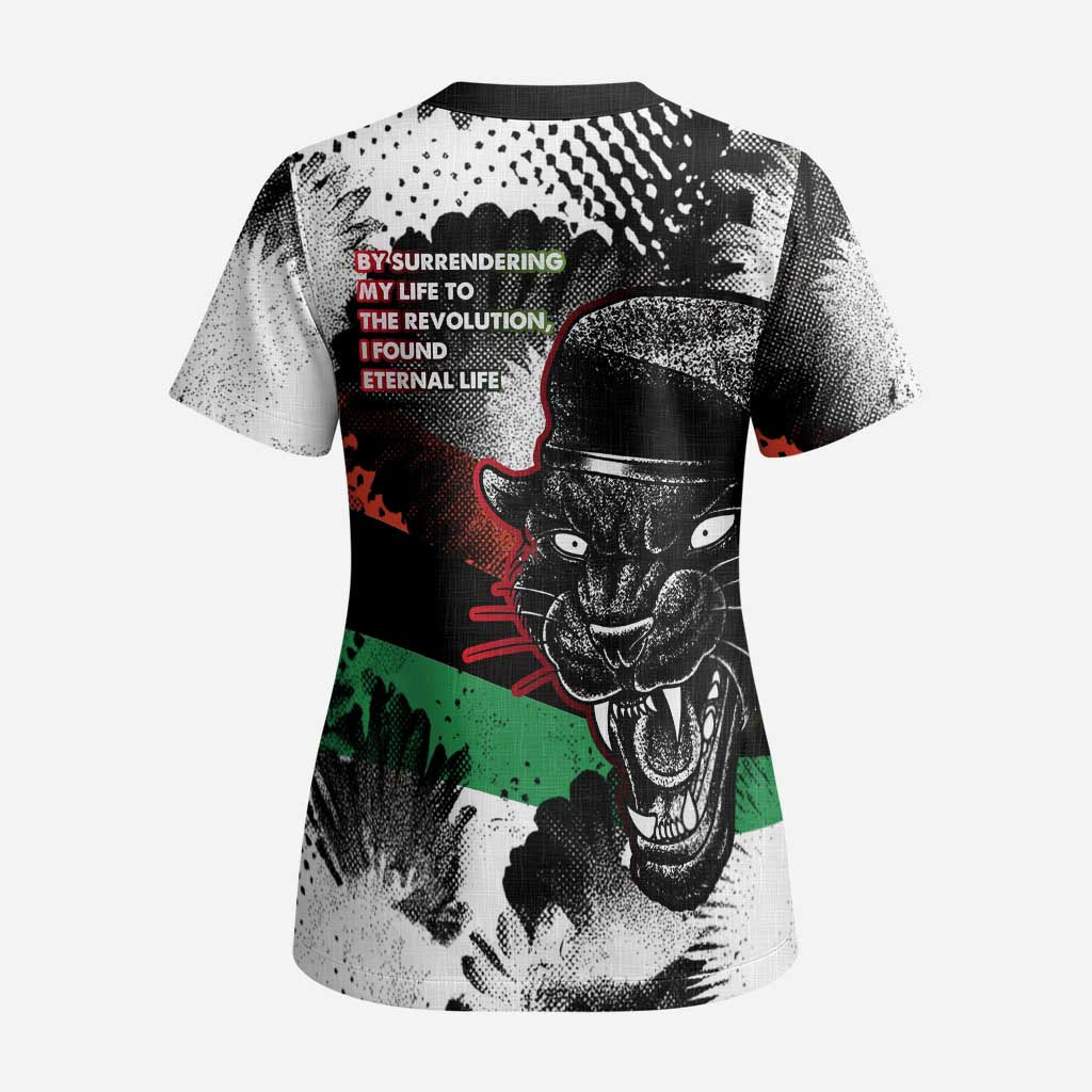 Huey P. Newton Scrub Top Revolutionary Portrait - Panther Graphic Surrender to the Revolution Quote - African Pride