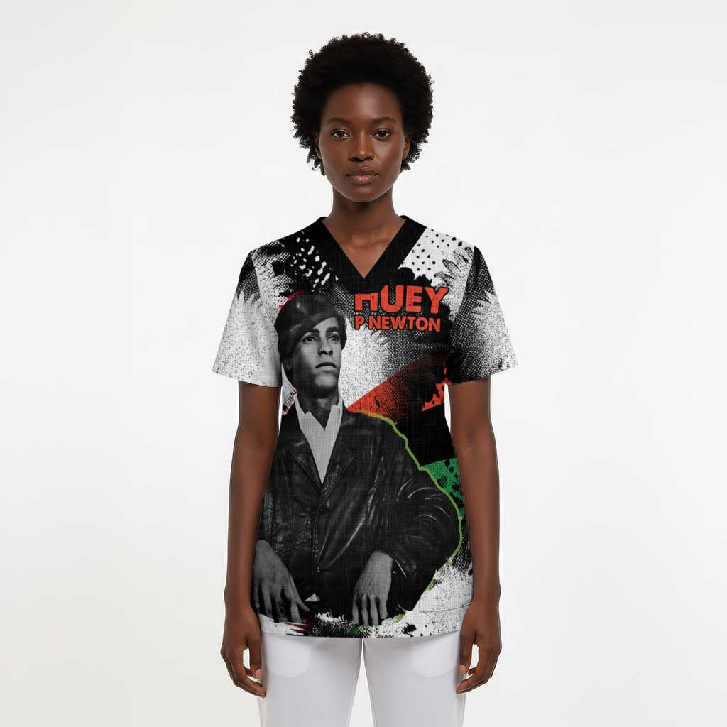 Huey P. Newton Scrub Top Revolutionary Portrait - Panther Graphic Surrender to the Revolution Quote - African Pride