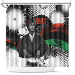 Huey P. Newton Shower Curtain Revolutionary Portrait - Panther Graphic Surrender to the Revolution Quote - African Pride