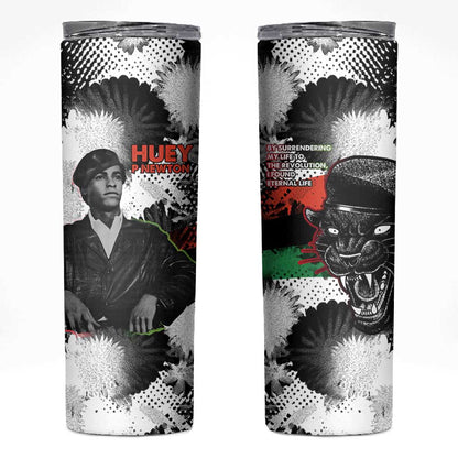 Huey P. Newton Skinny Tumbler Revolutionary Portrait - Panther Graphic Surrender to the Revolution Quote - African Pride