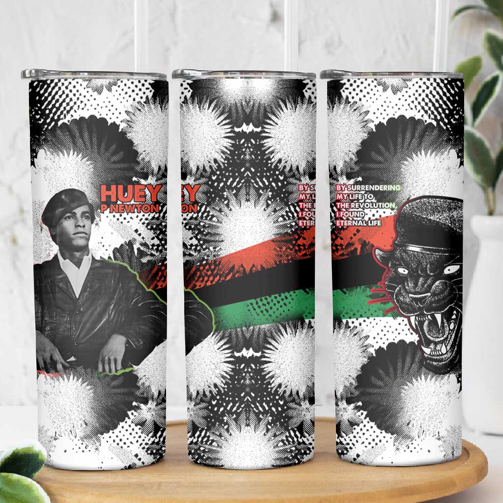 Huey P. Newton Skinny Tumbler Revolutionary Portrait - Panther Graphic Surrender to the Revolution Quote - African Pride