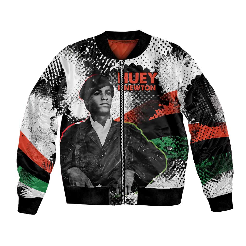 Huey P. Newton Sleeve Zip Bomber Jacket Revolutionary Portrait - Panther Graphic Surrender to the Revolution Quote - African Pride