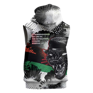 Huey P. Newton Sleeveless Hoodie Revolutionary Portrait - Panther Graphic Surrender to the Revolution Quote - African Pride