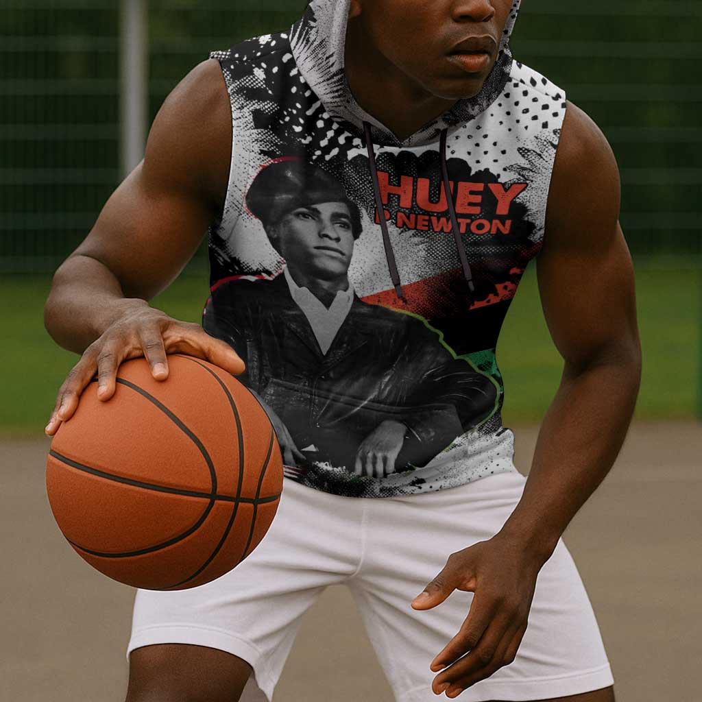 Huey P. Newton Sleeveless Hoodie Revolutionary Portrait - Panther Graphic Surrender to the Revolution Quote - African Pride