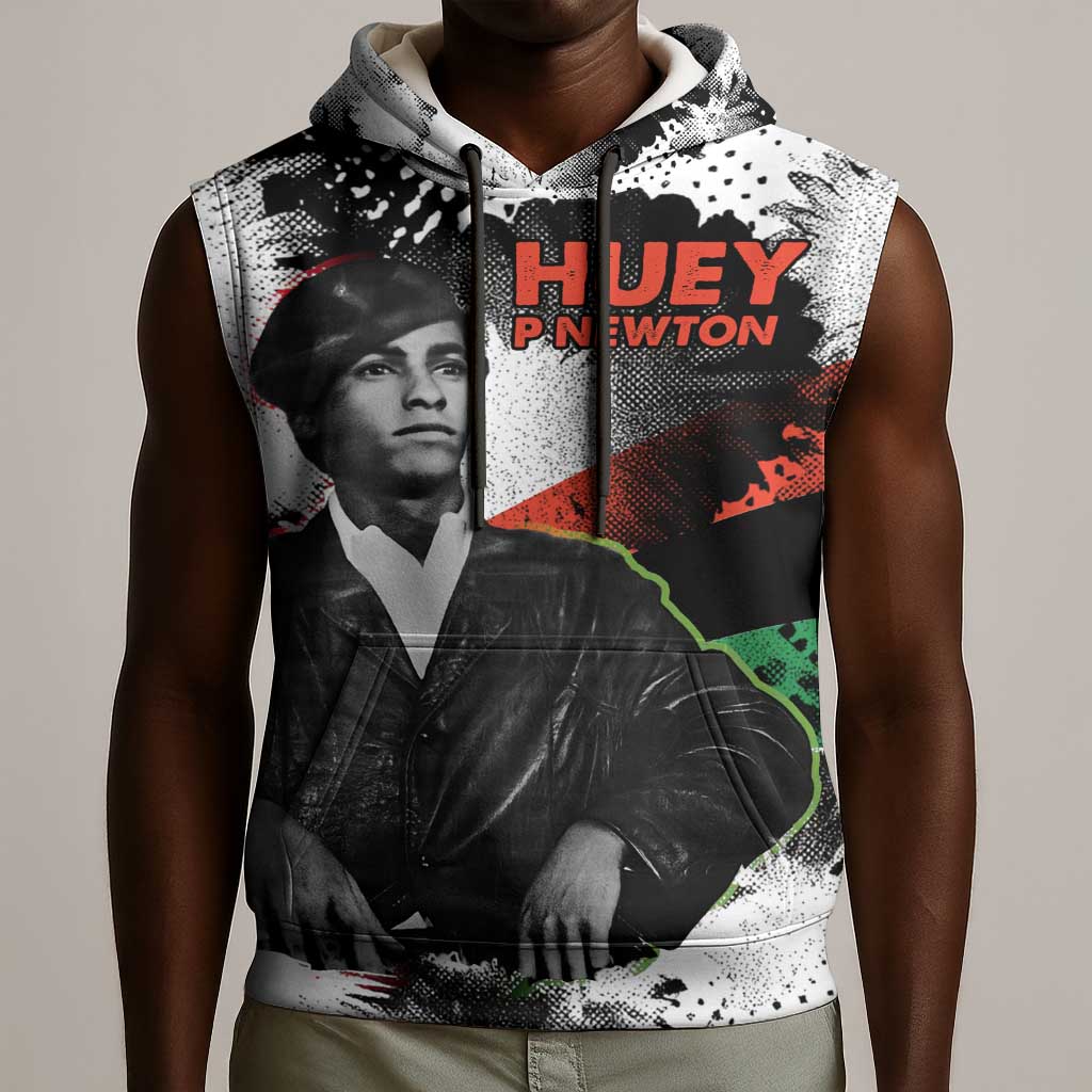 Huey P. Newton Sleeveless Hoodie Revolutionary Portrait - Panther Graphic Surrender to the Revolution Quote - African Pride