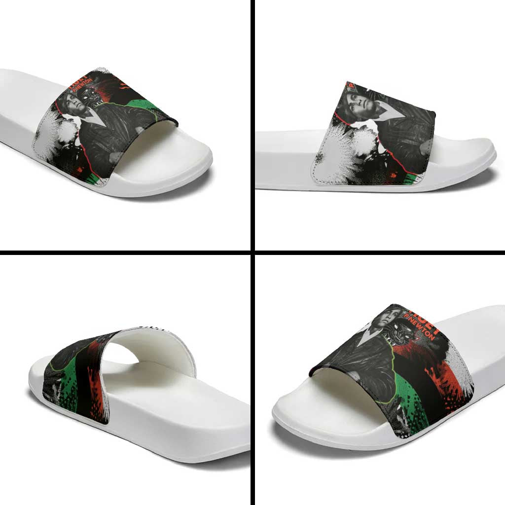 Huey P. Newton Slide Sandals Revolutionary Portrait - Panther Graphic Surrender to the Revolution Quote - African Pride