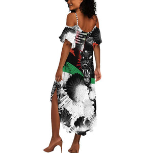 Huey P. Newton Summer Maxi Dress Revolutionary Portrait - Panther Graphic Surrender to the Revolution Quote TS04