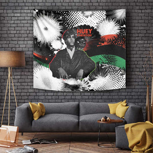 Huey P. Newton Tapestry Revolutionary Portrait - Panther Graphic Surrender to the Revolution Quote - African Pride