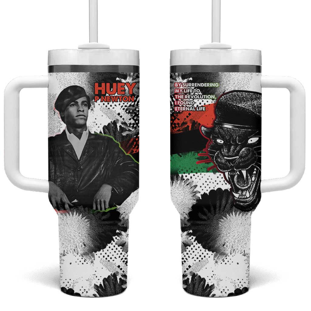 Huey P. Newton Tumbler With Handle Revolutionary Portrait - Panther Graphic Surrender to the Revolution Quote - African Pride
