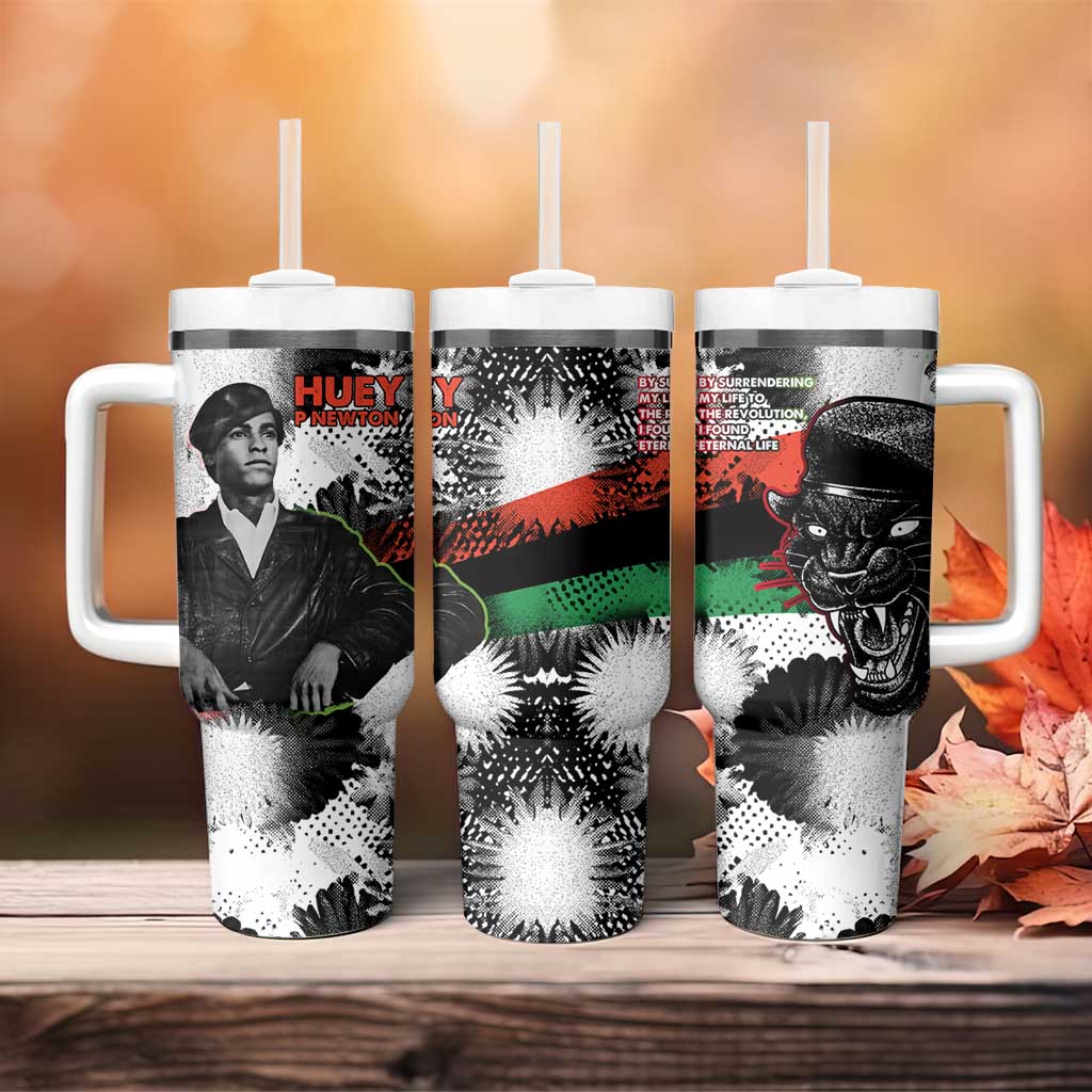 Huey P. Newton Tumbler With Handle Revolutionary Portrait - Panther Graphic Surrender to the Revolution Quote - African Pride