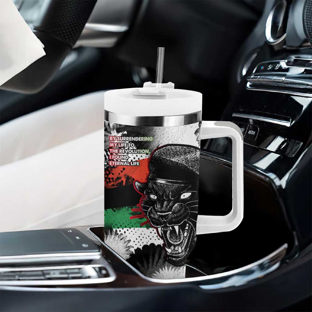 Huey P. Newton Tumbler With Handle Revolutionary Portrait - Panther Graphic Surrender to the Revolution Quote - African Pride